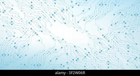 Futuristic blue circuit board system background. Modern technology circuit board texture background design. Quantum computer technology concept Stock Vector