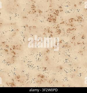 A heavily distressed and stained vintage beige parchment paper texture with prominent reddish-brown and dark grey splatters. Stock Photo