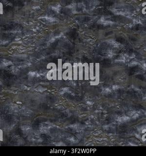 A seamless humid somber volcanic basalt texture background with mossy algae lines and cracks. Stock Photo