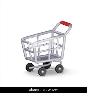 Shopping cart in 3d vector style. Stock Vector