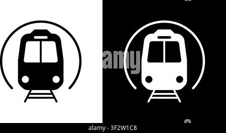 Train Front View Solid Icon Set. Public Transportation, Railway System, And Urban Transit Silhouette Symbol Collection. Travel Infrastructure Stock Vector
