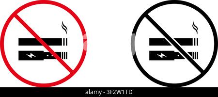 No Smoking And Vaping Prohibition Sign Icon Set. Forbidden Cigarette And E-Cigarette Warning And Restriction Symbol Collection. Stop And Ban Notice Stock Vector
