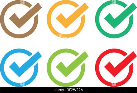 Check mark, A simple Stylized collection of flat vector elements in green, outline drawing for Check mark, design, Check mark line art, hand painting Stock Vector
