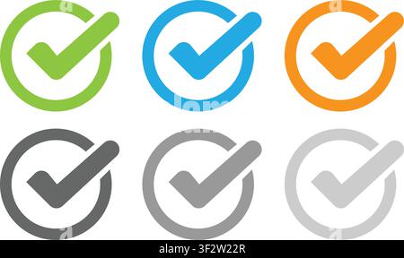 heck mark icon, colorful Check mark, A simple Stylized collection of flat vector elements in green, outline drawing for Check mark, design, Check mark Stock Vector