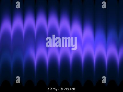Abstract background featuring glowing purple and blue vertical wave patterns creating a dynamic and modern visual effect Stock Photo