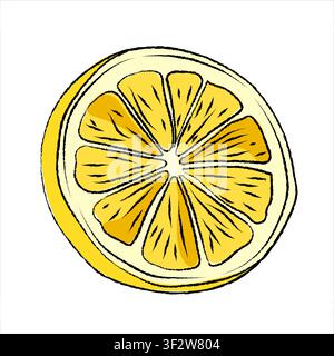 Vector slice lemon vector design, 2D flat vector lemon illustration icon isolated on a white background. lemon sticker icon in flat style, Cute Stock Vector