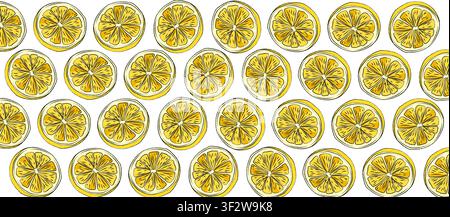 Vector seamless slice lemon vector design, 2D flat vector lemon illustration icon isolated on a white background. lemon sticker icon in flat style Stock Vector