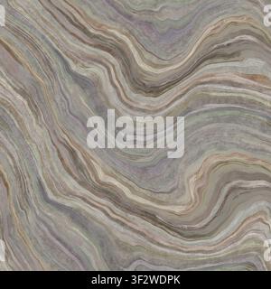A decorative marble texture featuring flowing, wavy bands of grey, brown, and purple hues. Stock Photo