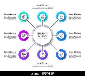 Infographic template with icons and 8 options or steps. Can be used for workflow layout, diagram, banner, webdesign. Vector illustration Stock Vector