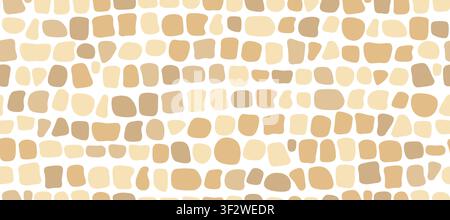 Beige antique stone mosaic seamless pattern. Decorative Greek antique stone ornament. Paving rock floor tile bg. Abstract brick mosaic texture. Vector Stock Vector