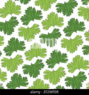 A seamless pattern of green parsley isolated on a white background. vector illustration. EPS format, Vector seamless pattern with a green parsley Stock Vector
