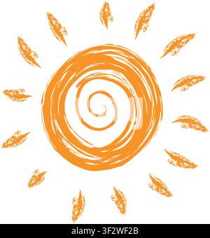 A Hand-drawn of Sun set . Set of Sun icons sketch. Doodle children drawing. Solar icon. Vector illustration, Hand drawn Sun. Set of Sun icon. Doodle Stock Vector