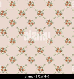Pastel Yellow Pink Floral Trellis Motif Stock Vector