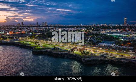 Aerial view of Feria Ganadera illuminated at night with surrounding ...