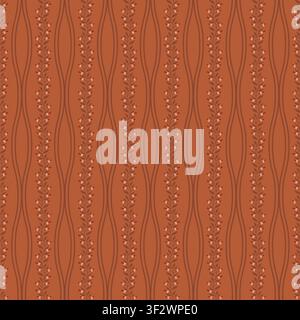 Dark Rust Botanical Wavy Stripes Stock Vector