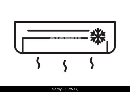 air conditioner line icon,  minimal outline symbol of wall mounted AC unit for cooling, climate control and HVAC systems- vector illustration Stock Vector