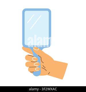 hand holding mirror, beauty, personal care and grooming concept- vector illustration Stock Vector