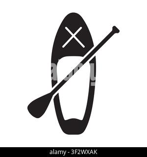 SUP Stand Up Paddle board with paddle icon, for water sports, recreation, web, app, UI, and graphic design - vector illustration Stock Vector