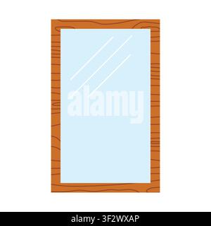 wooden rectangular mirror frame, home decor and interior design element - vector illustration Stock Vector