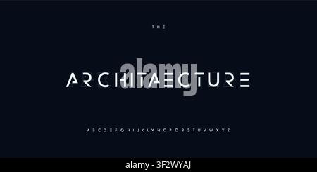 Architect Font Logo Alphabet Blueprint Letter Set Modern Typography, Creative Typographic Design for Architectural Title Text, Technical Project Stock Vector