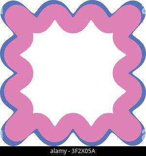 Abstract Scalloped Square Frame Vector Illustration Decorative Rounded Border Colorful Shape Printable Design Element Stock Vector