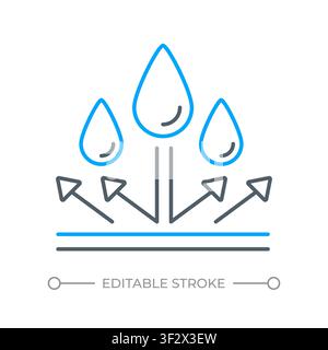 Waterproofing technology features two color line icon Stock Vector
