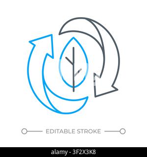 Sustainable lifecycle management practices two color line icon Stock Vector