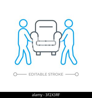 Professional residential moving services two color line icon Stock Vector