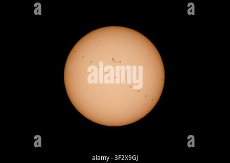 Sun, a time-lapse showing the movement of the International Space Station (ISS) in front of the Sun on March 8, 2011. Stock Photo