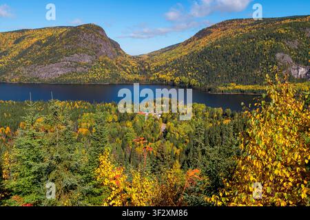 Panorama of Grands Jardins National Park in autumn, Saguenay-Lac-Saint-Jean region, Quebec, Canada. Stock Photo