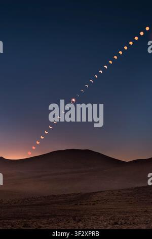 Solar Eclipse Sequence, 2019, Chile, July 2, 2019 Stock Photo