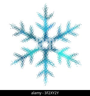snowflake made of dots halftone object Hand drawn. Not AI, vector illustration. Stock Vector