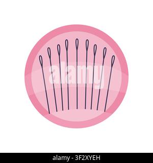 Set of sewing needles arranged in a circle Stock Vector