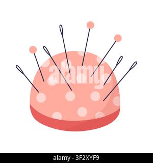 Pin cushion with sewing needles Stock Vector