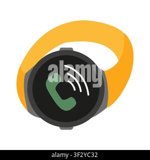 Smart watch with incoming call flat Stock Vector