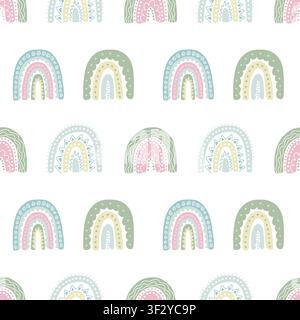 Colorful pattern with cute rainbows Stock Vector