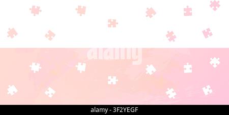 Cutout confetti style horizontal overlay pattern isolated on transparent background. Puzzle glitter design template in pink art paper style. Vector pn Stock Vector