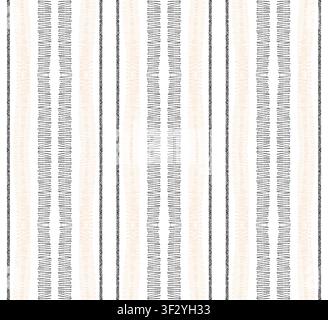 Abstract pattern with vertical black and white stripes and subtle beige accents. Ideal for textiles and backgrounds. Stock Photo
