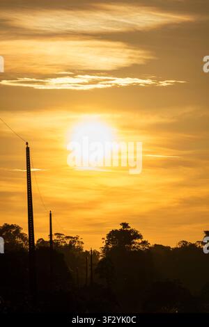 Beautiful sunset in the Amazon Rainforest region of Brazil, photo taken in the interior of the North. Stock Photo