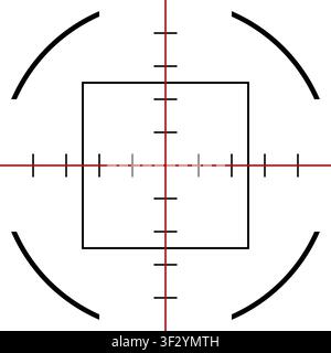 Sniper rifle aim isolated on transparent background. Crosshair target choose destination icon. Aim shoot focus cursor. Bullseye mark targeting. Game a Stock Vector