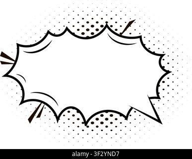 Empty black and white comic speech bubble isolated on transparent background. Vintage art style graphic elements. Hand drawn text comics bubble. Vecto Stock Vector