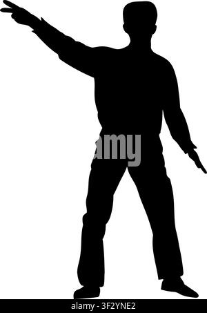 Silhouette of dancing showman isolated on transparent background. Man hand up to stop taxi. Vector PNG Stock Vector