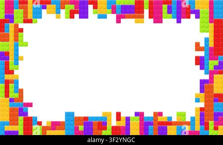 Realistic multicolor plastik constructor frame isolated on transparent background. Play and build concept. Vector PNG Stock Vector