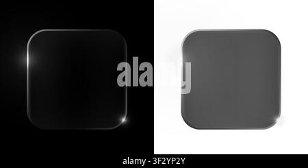 Realistic glass shiny effect frame isolated on transparent background. Modern Ui element, button. Vector PNG illustration Stock Vector