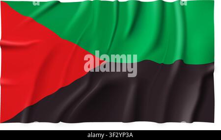 Martinique country flag isolated on a transparent background. Silk atlas detailed fabric flag. Vector PNG Stock Vector