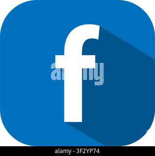 Flat style violet Facebook simple icon isolated on transparent background. Editorial vector PNG Stock Vector