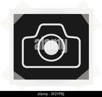 Square realistic image frame on stickers template with shadows isolated on transparent background. Vector PNG Stock Vector