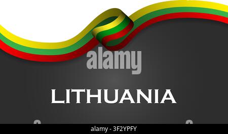 Lithuania luxury waving flag ribbon isolated on transparent background. Country flag mockup. National sport team, news or awards concept. Vector PNG Stock Vector