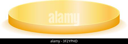 Realistic round gold pedestal sanctified. Empty golden podium mockup isolated on transparent background. Champion, first place, award, win, winner con Stock Vector