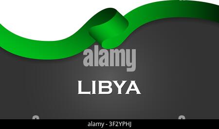 Libya luxury waving flag ribbon isolated on transparent background. Country flag mockup. National sport team, news or awards concept. Vector PNG Stock Vector